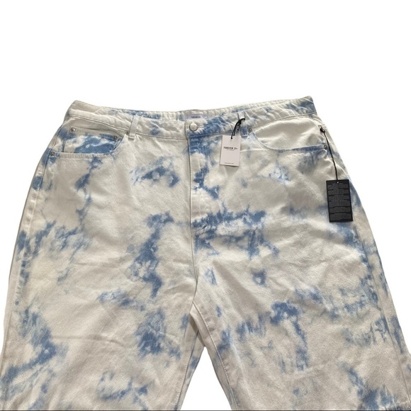 Forever 21 Cloudy Sky While Blue Wash Denim Hi-Rise Straight Jogger Jean 3XL NWT - Picture 3 of 12